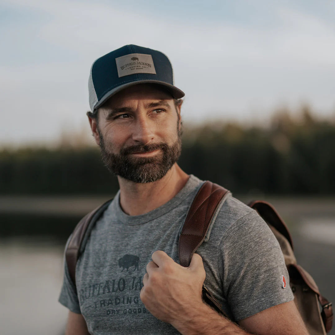 Trucker Leather Gray Patch Hat